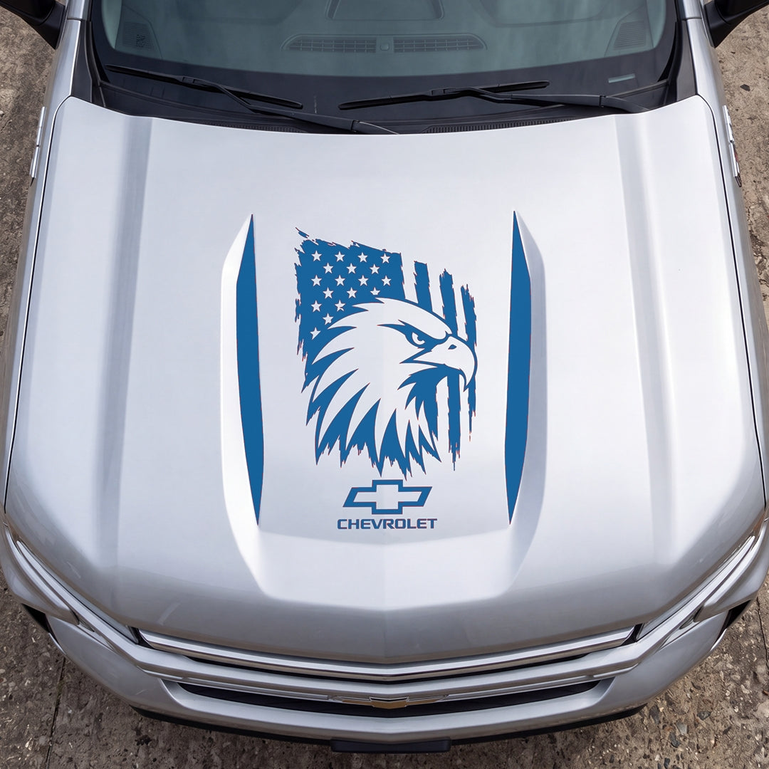 Hood Panel Decal/Sticker - American Eagle Head Graphic Decal Graphic Kit - For Chevrolet Silverado 2019-2024 - Premium Vinyl