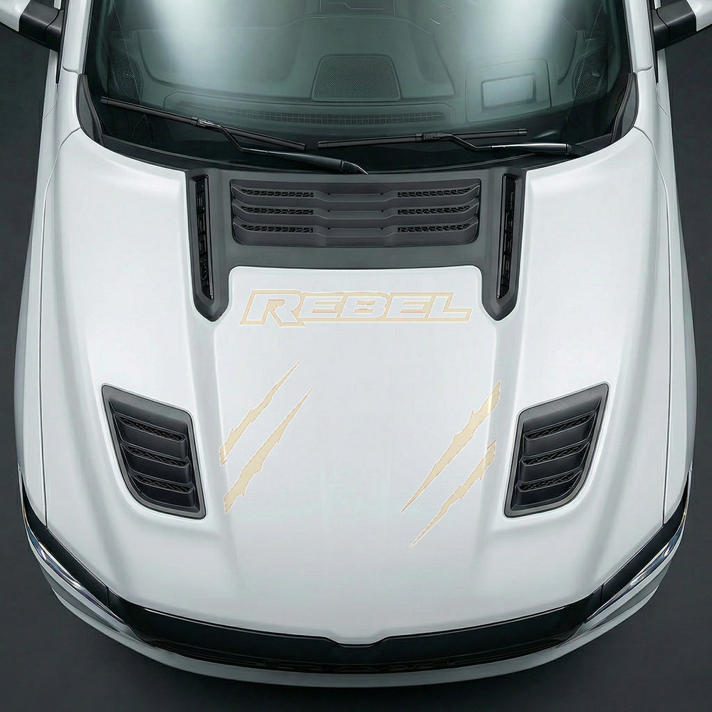 Hood Panel Decal/Sticker - Dodge RAM Rebel Claw Scratch U-Shape Stripe - Cut Graphic Kit - For Dodge Ram 2019-2025 - Premium Vinyl