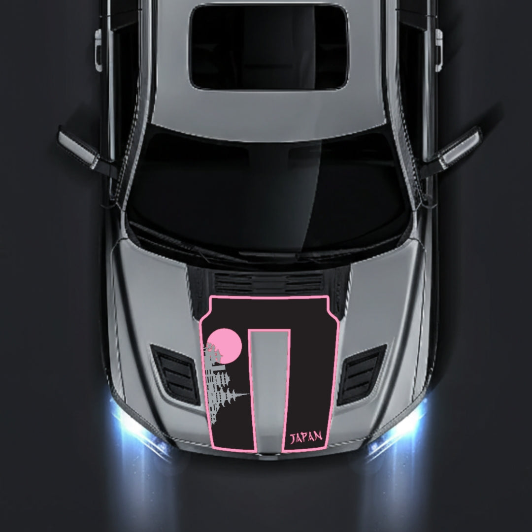 Hood Panel Decal/Sticker - Japan Skyline - Cut - Border Graphic Kit - For Dodge RAM 1500 2019-2025 - Premium Vinyl