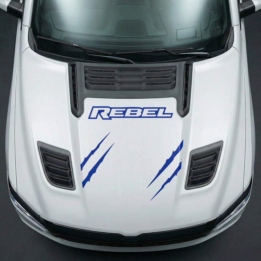 Hood Panel Decal/Sticker - Dodge RAM Rebel Claw Scratch U-Shape Stripe - Cut Graphic Kit - For Dodge Ram 2019-2025 - Premium Vinyl