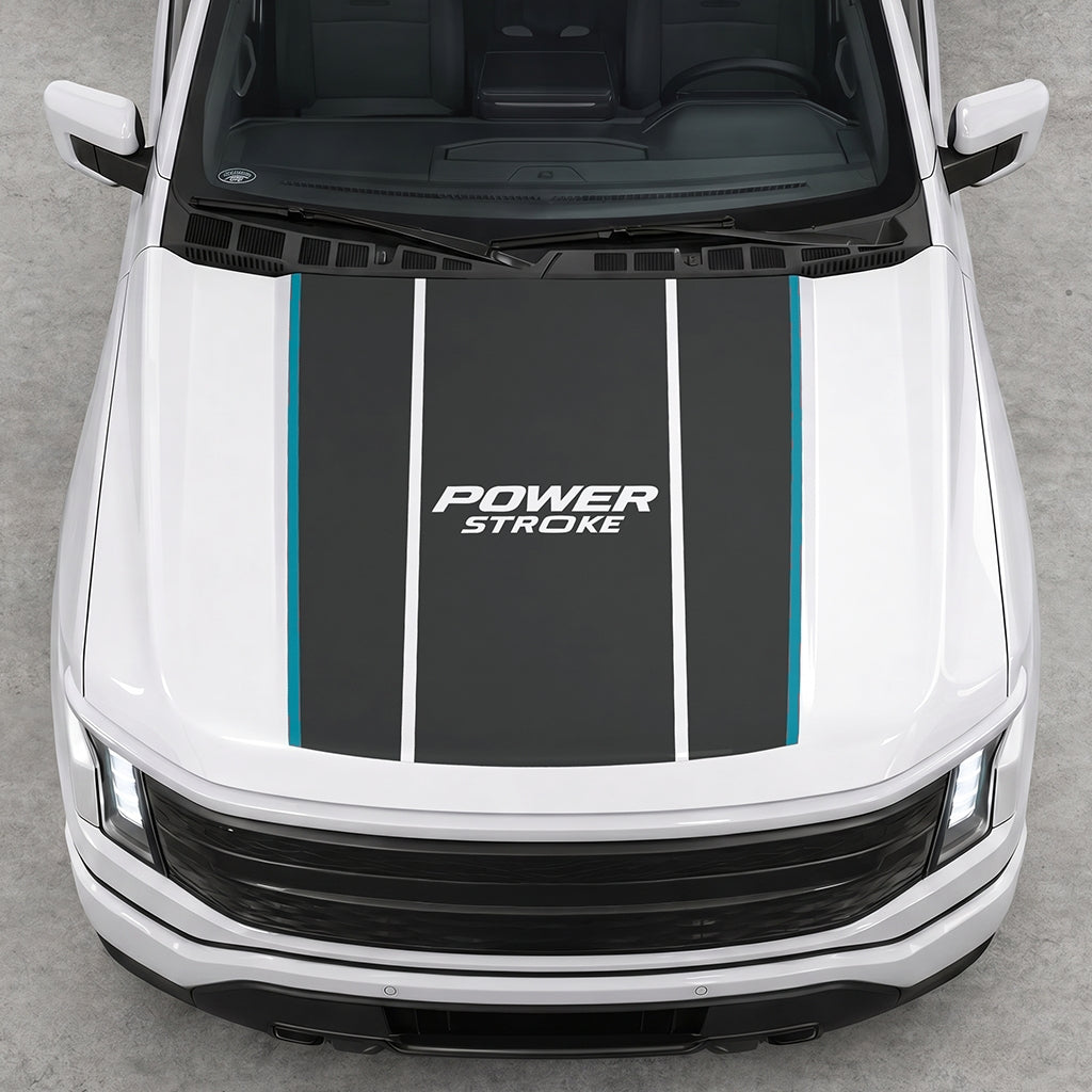 Hood Panel Decal/Sticker - Power Stroke Graphic Decal Graphic Kit - For Ford F-150 2015-2020 - Premium Vinyl