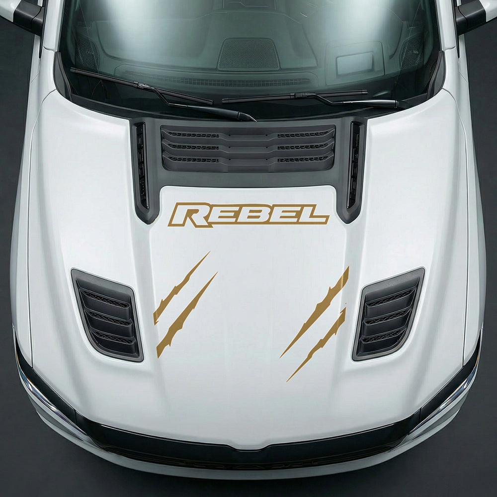 Hood Panel Decal/Sticker - Dodge RAM Rebel Claw Scratch U-Shape Stripe - Cut Graphic Kit - For Dodge Ram 2019-2025 - Premium Vinyl
