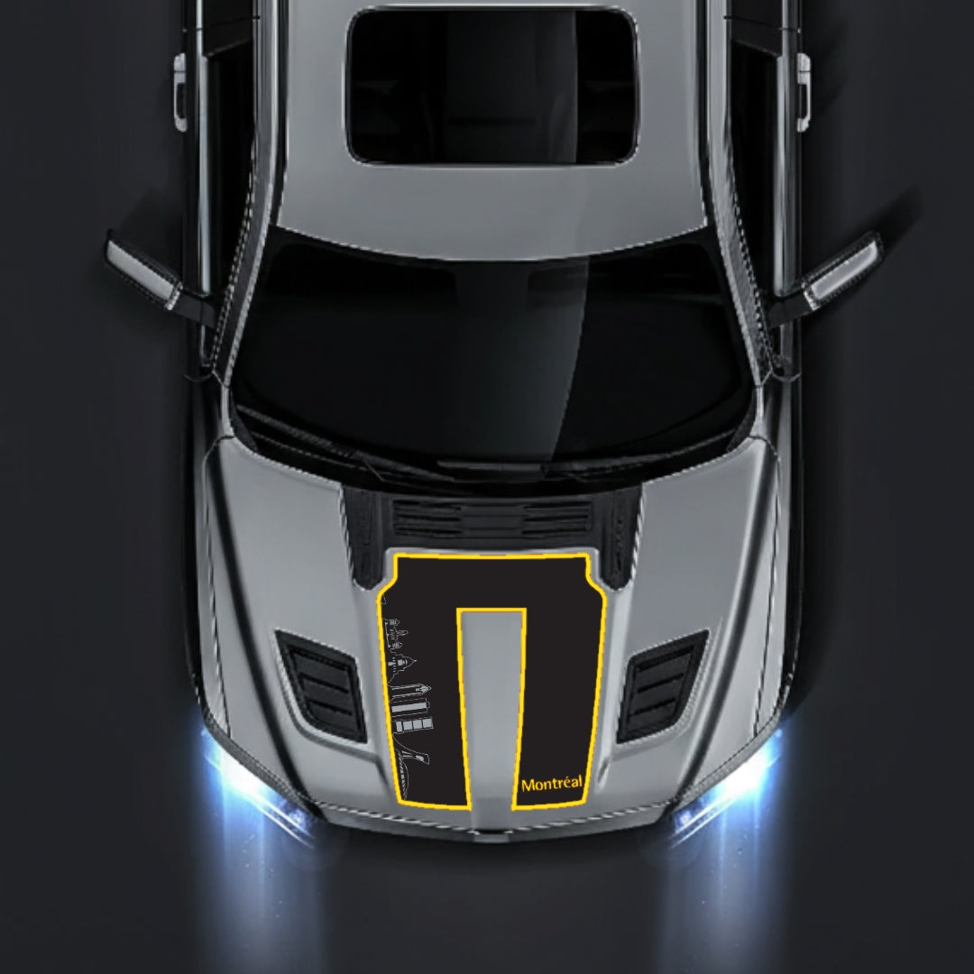 Hood Panel Decal/Sticker - Montreal Skyline - Cut - Border Graphic Kit - For Dodge RAM 1500 2019-2025 - Premium Vinyl