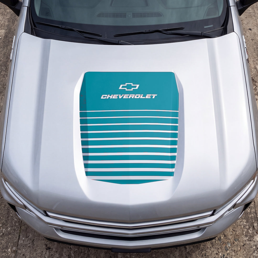 Hood Panel Decal/Sticker - Solid Wavy Graphic Decal Graphic Kit - For Chevrolet Silverado 2019-2024 - Premium Vinyl