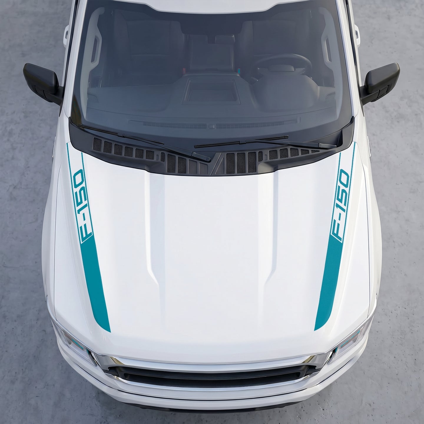 Hood Panel Decal/Sticker - Cowl Accent Stripes – Dual Side Hood Vinyl Decals with Die-Cut Logo Graphic Kit - For Ford F-150 F150 2015-2020 - Premium Vinyl
