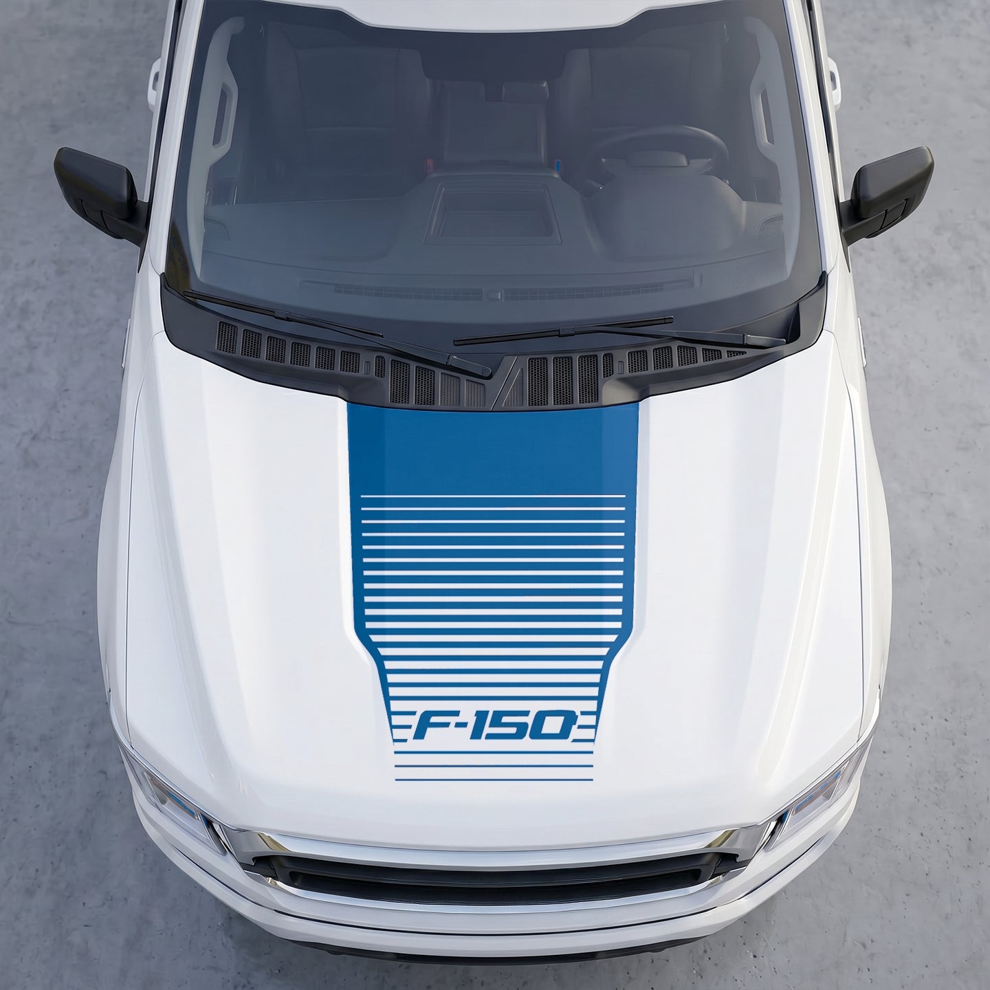 Hood Panel Decal/Sticker - Speedline Fade Hood Decal Wrap – Solid Center Shield with Horizontal Louver Stripe Grille Graphic Kit - For Ford F-150 F150 2015-2020 - Premium Vinyl