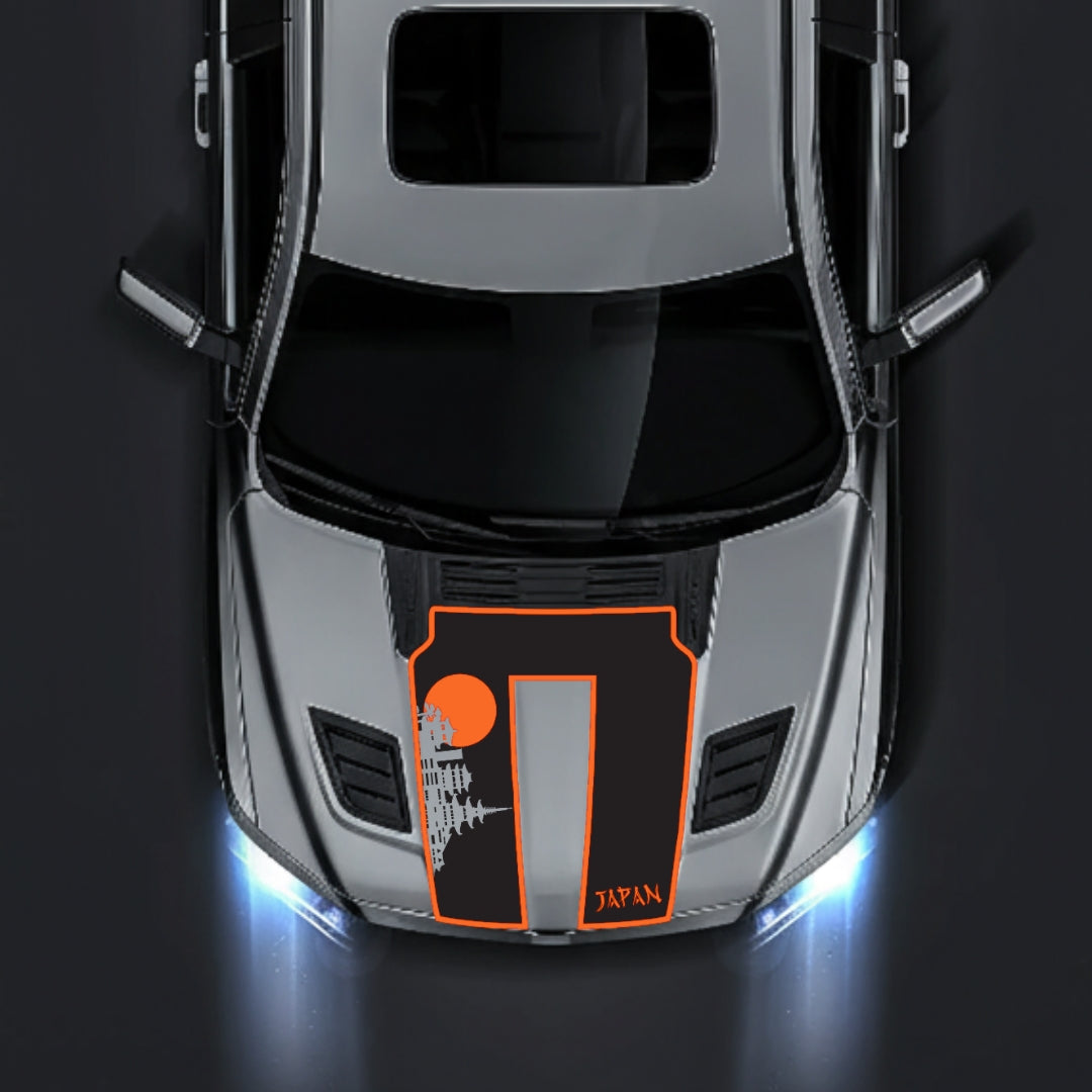 Hood Panel Decal/Sticker - Japan Skyline - Cut - Border Graphic Kit - For Dodge RAM 1500 2019-2025 - Premium Vinyl