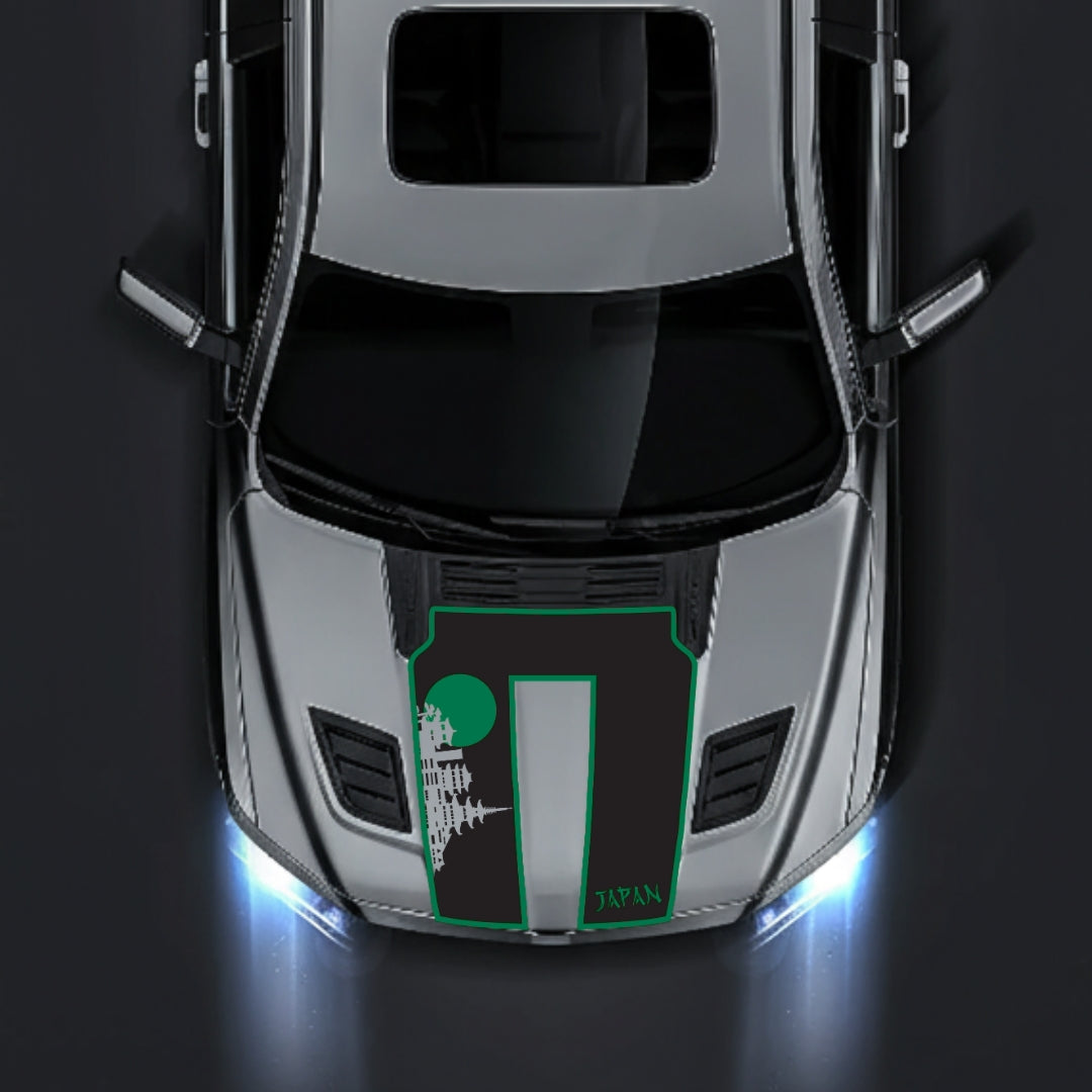 Performance Hood Panel Decal/Sticker - Japan Skyline - Cut - Border Graphic Kit - For Dodge RAM 1500 2019-2025 - Premium Vinyl