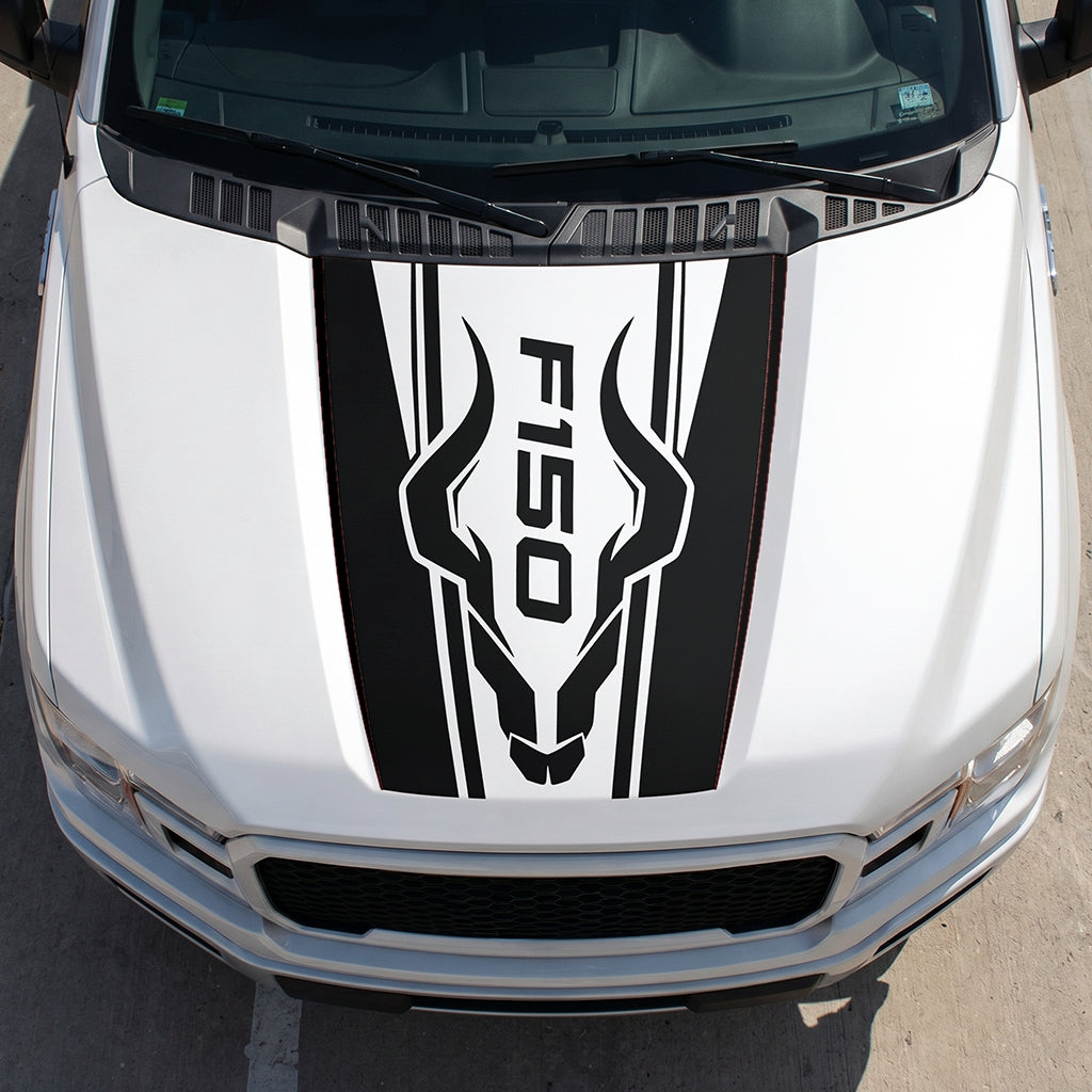 Hood Panel Decal/Sticker - Horns Graphic Decal Graphic Kit - For Ford F-150 2015-2020 - Premium Vinyl