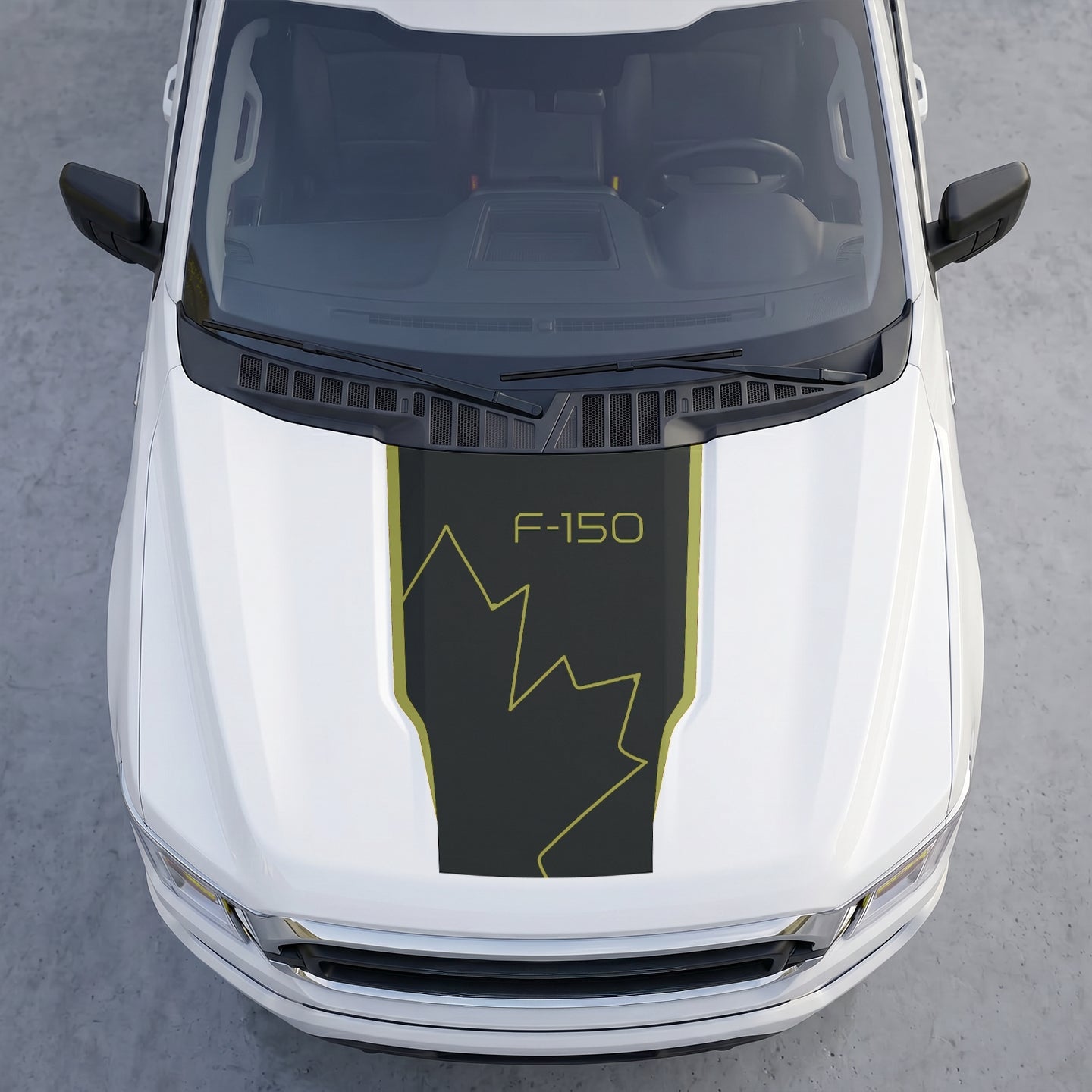 Hood Panel Decal/Sticker - Distressed Maple Leaf Hood Decal – Minimalist Line Canada Flag Graphic Graphic Kit - For Ford F-150 F150 2015-2020 - Premium Vinyl