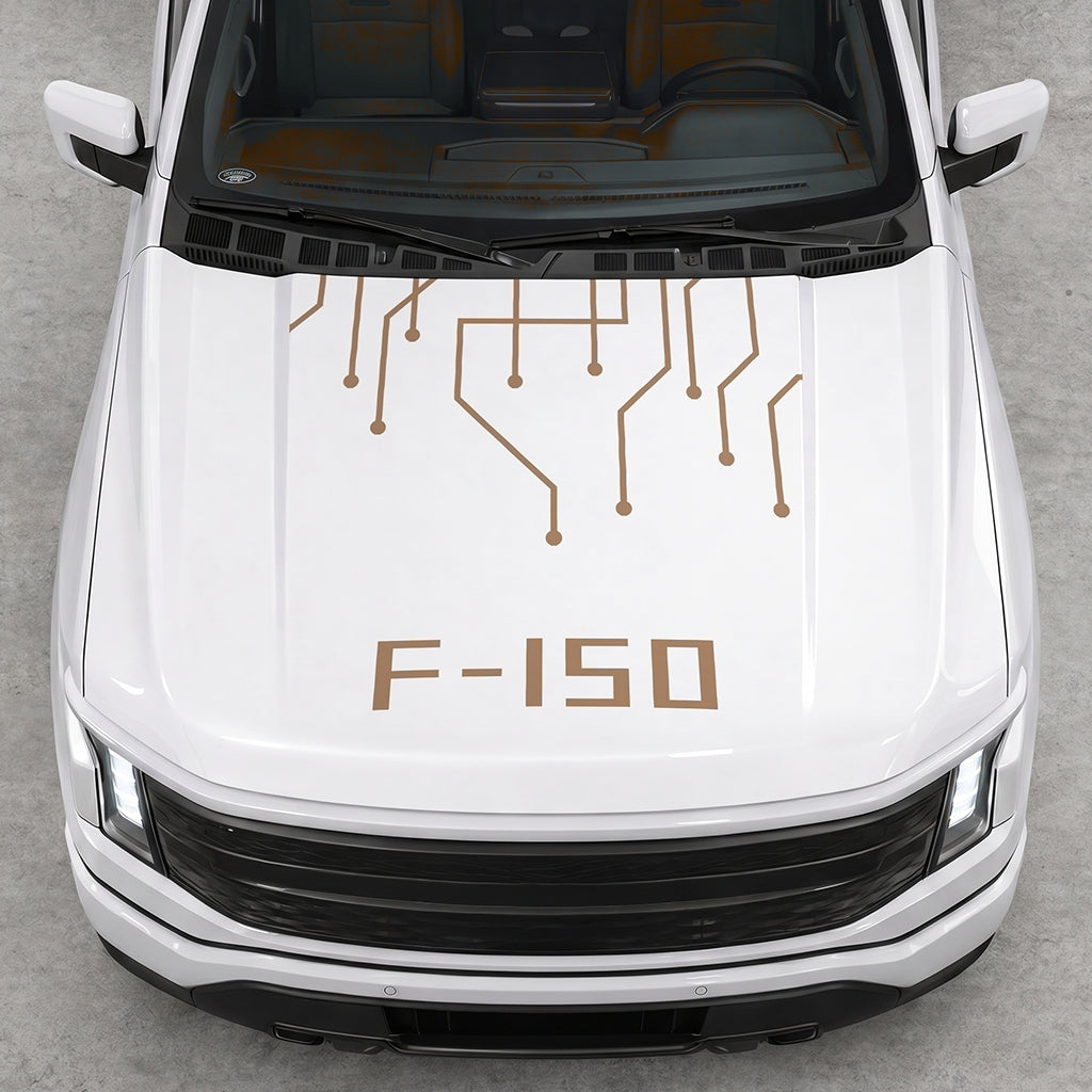 Hood Panel Decal/Sticker - Cut F150 Electric Circuit Graphic Decal Graphic Kit - For FORD F-150 2015-2020 - Premium Vinyl