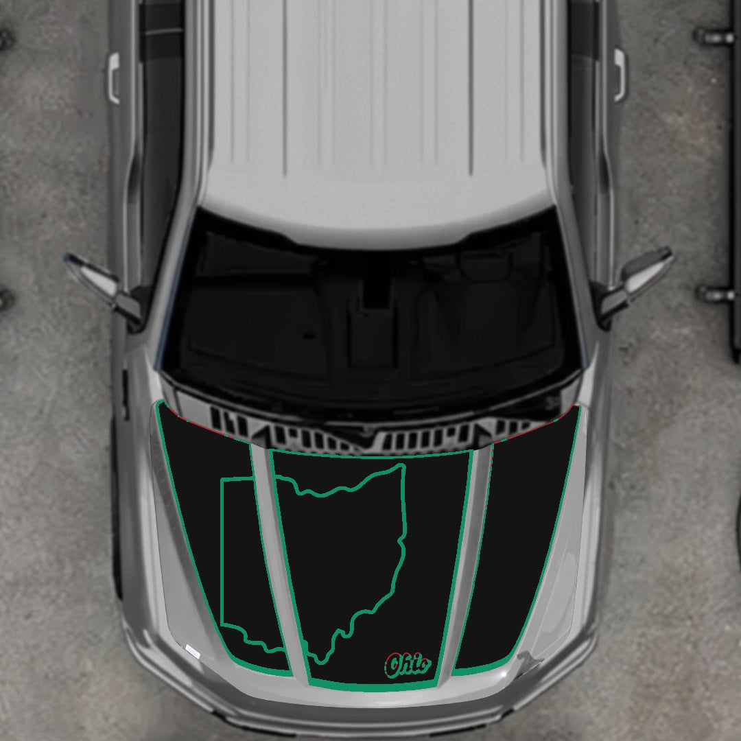 Hood Panel Decal/Sticker - Ohio - Border Graphic Kit - For Ford F-150 2020-2026 - Premium Vinyl