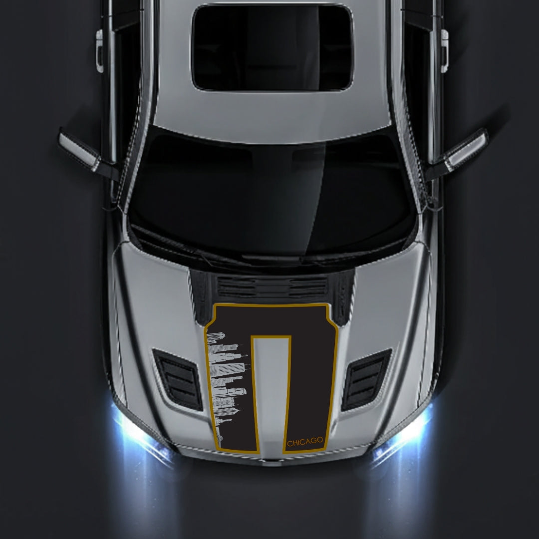 Performance Hood Panel Decal/Sticker - Chicago Skyline - Cut - Border Graphic Kit - For Dodge RAM 1500 2019-2025 - Premium Vinyl