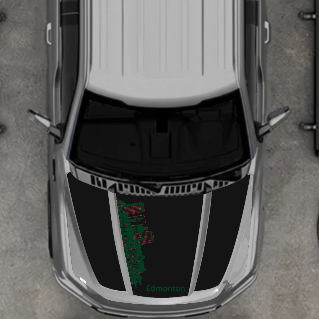 Hood Panel Decal/Sticker - Edmonton Skyline Graphic Kit - For Ford F-150 2020-2026 - Premium Vinyl