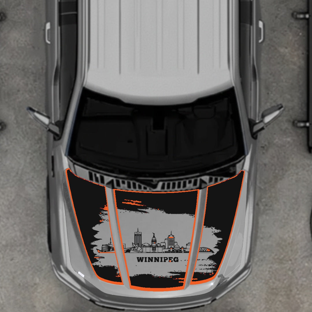 Hood Panel Decal/Sticker - Winnipeg - Cut - Border Graphic Kit - For Ford F-150 2020-2026 - Premium Vinyl