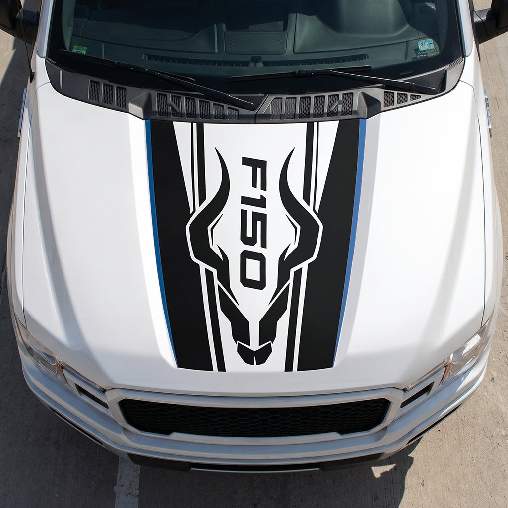 Hood Panel Decal/Sticker - Horns Graphic Decal Graphic Kit - For Ford F-150 2015-2020 - Premium Vinyl
