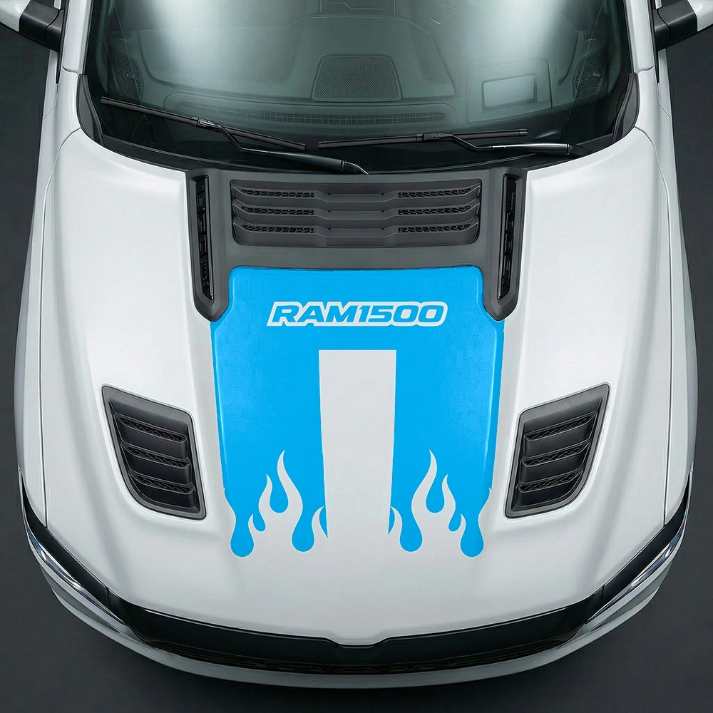 Hood Panel Decal/Sticker - RAM 1500 Flaming U-Shape Graphic Kit - For Dodge Ram 2019-2025 - Premium Vinyl