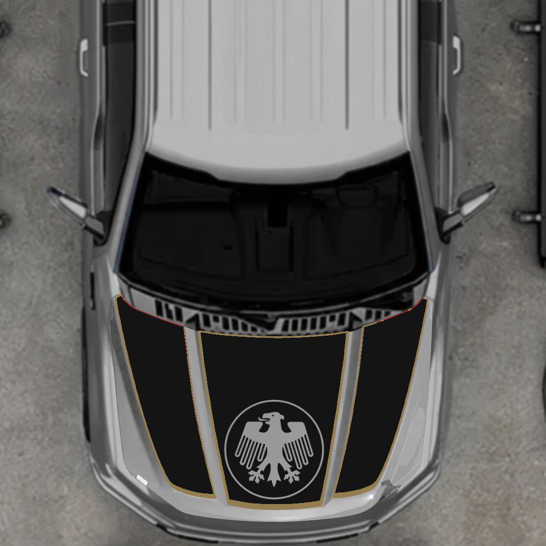 Hood Panel Decal/Sticker - Germany Logo - Cut - Border Graphic Kit - For Ford F-150 2020-2026 - Premium Vinyl