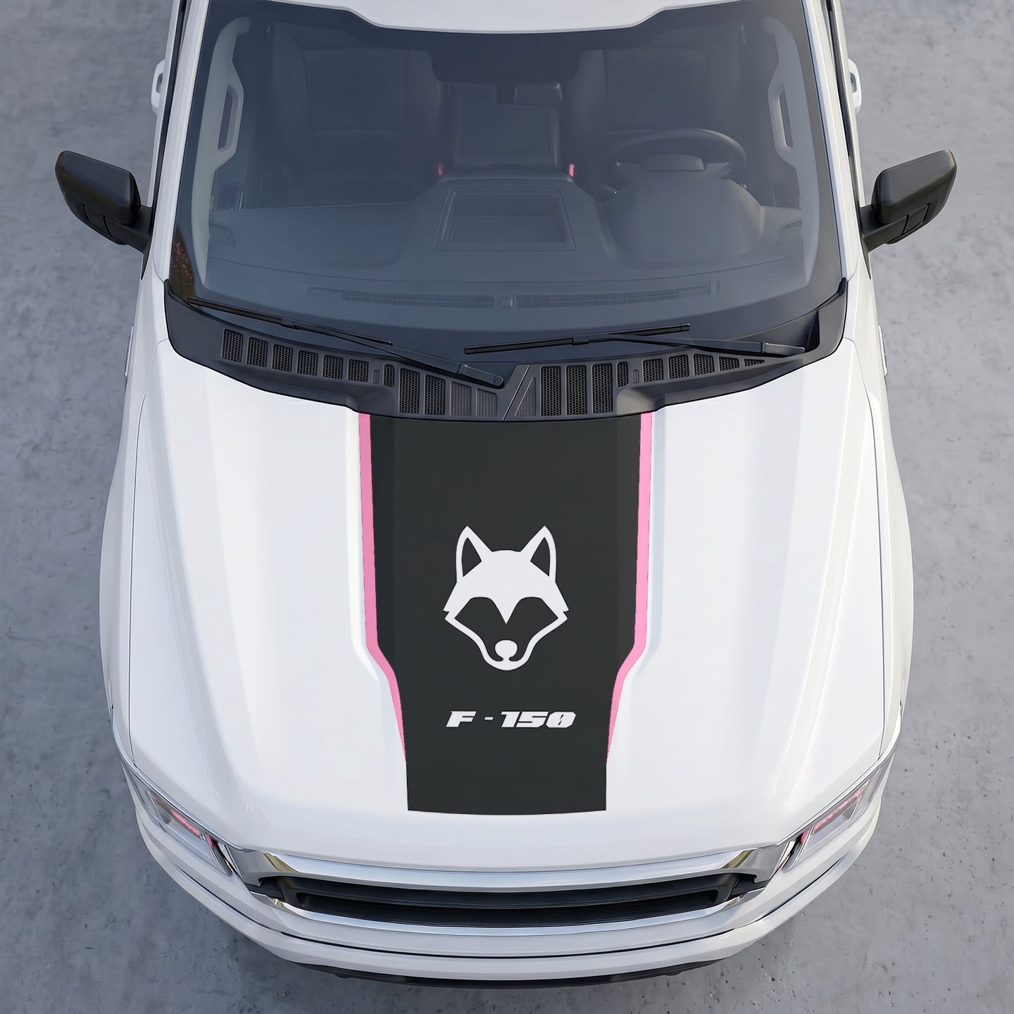 Hood Panel Decal/Sticker - Coyote Wolf Head Hood Decal Wrap – Matte Black Hood Accent Graphic Vinyl Sticker Graphic Kit - For Ford F-150 F150 2015-2020 - Premium Vinyl