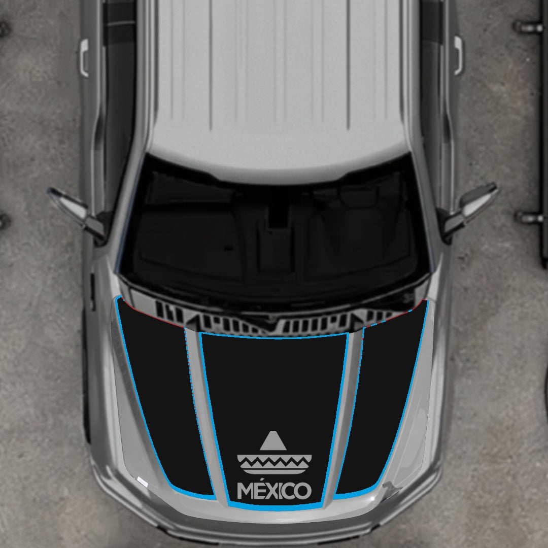 Hood Panel Decal/Sticker - Mexico - Cut - border Graphic Kit - For Ford F-150 2020-2026 - Premium Vinyl
