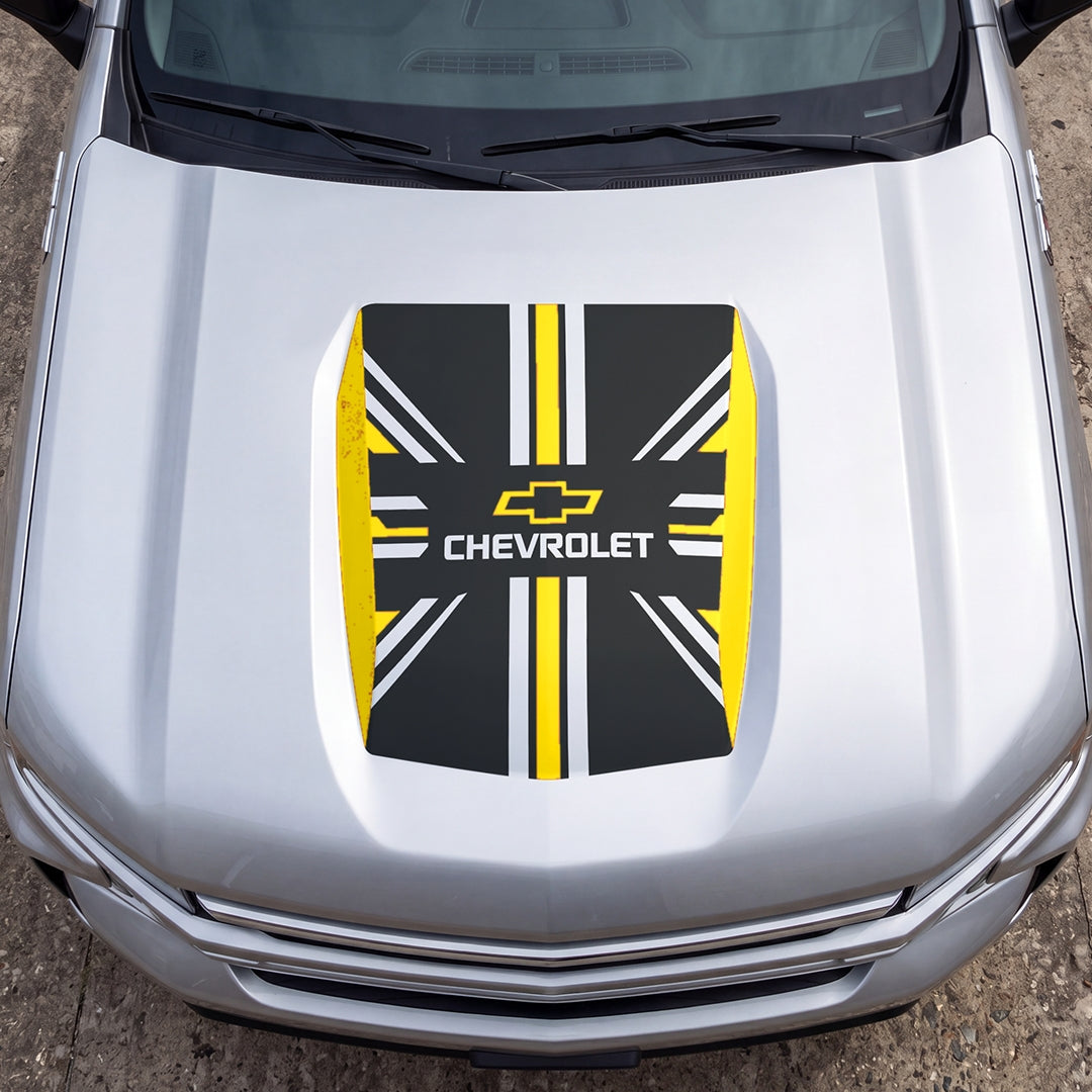 Hood Panel Decal/Sticker - United Kingdom Flag Graphic Decal Graphic Kit - For Chevrolet Silverado 2019-2024 - Premium Vinyl