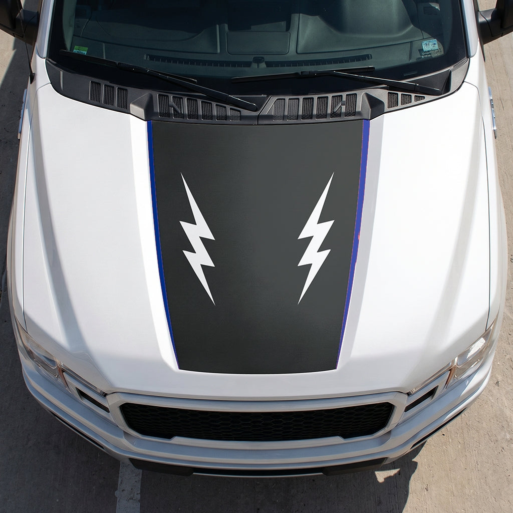 Hood Panel Decal/Sticker - Twin Electric Waves Graphic Decal Graphic Kit - For Ford F-150 2015-2020 - Premium Vinyl