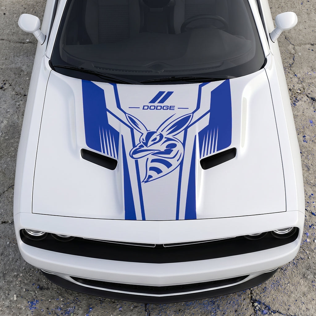 Hood Panel Decal/Sticker - Scat Pack Angry Bee Aerodynamic - Dual-Wing Performance Series Graphic Kit - For Dodge Challenger 2015-2024 - Premium Vinyl