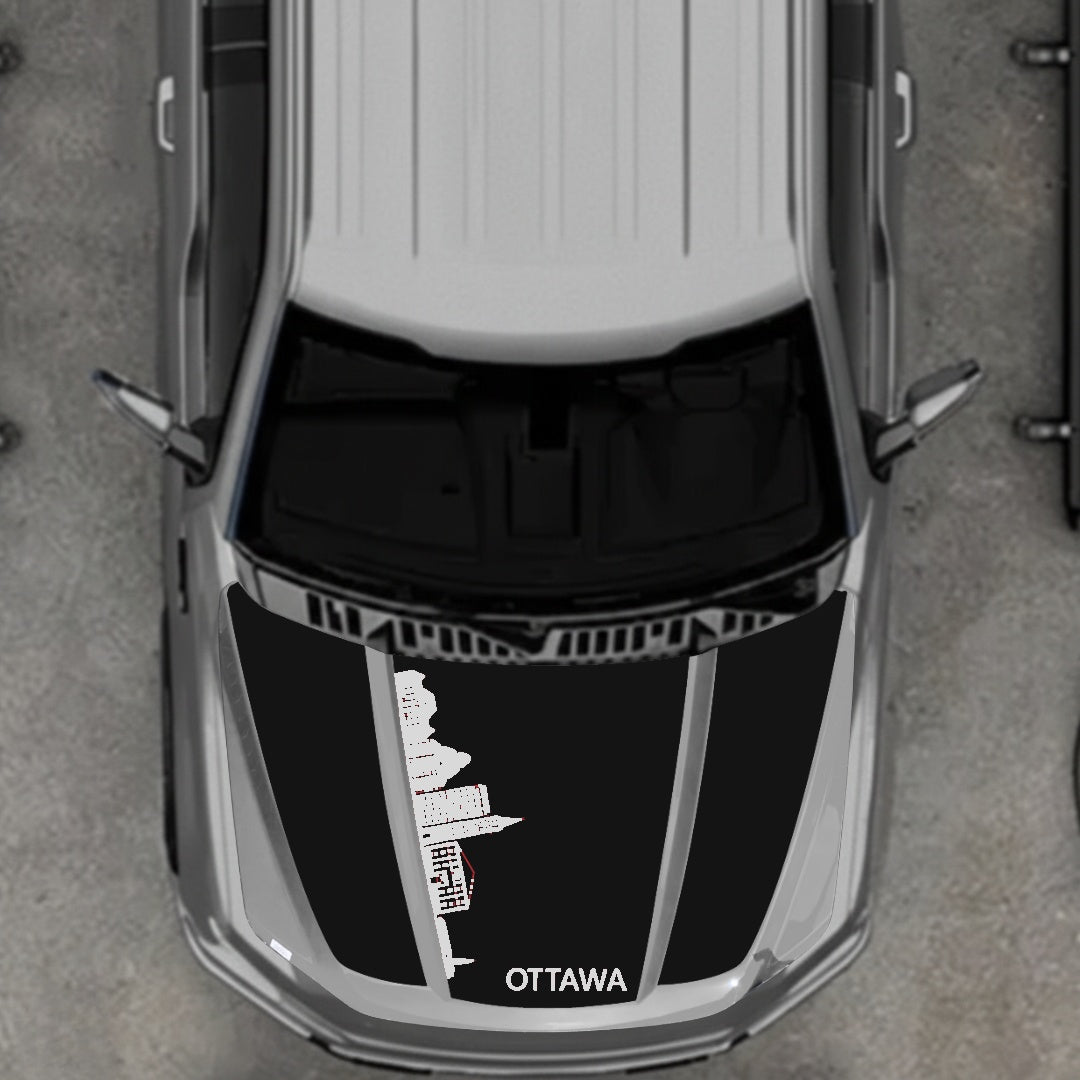 Hood Panel Decal/Sticker - Ottawa Skyline Graphic Kit - For Ford F-150 2020-2026 - Premium Vinyl
