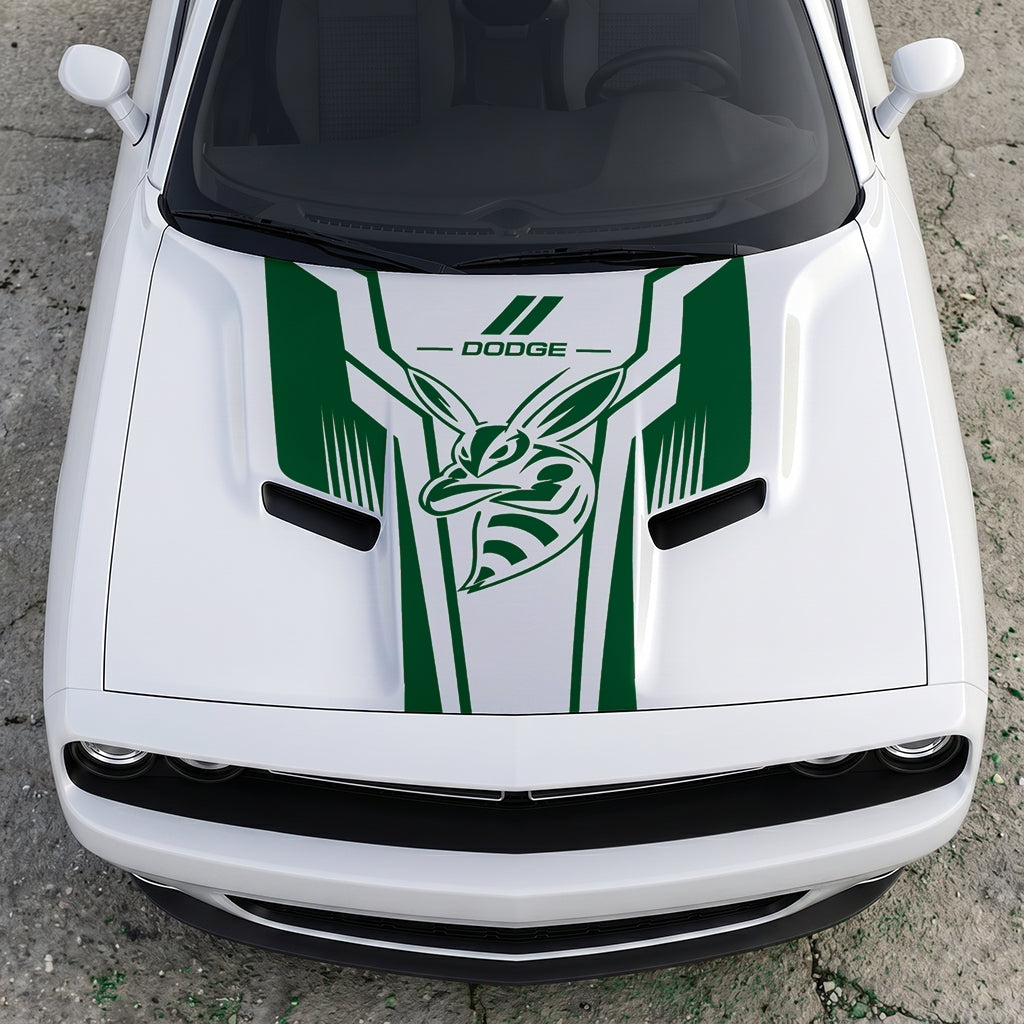 Hood Panel Decal/Sticker - Scat Pack Angry Bee Aerodynamic - Dual-Wing Performance Series Graphic Kit - For Dodge Challenger 2015-2024 - Premium Vinyl