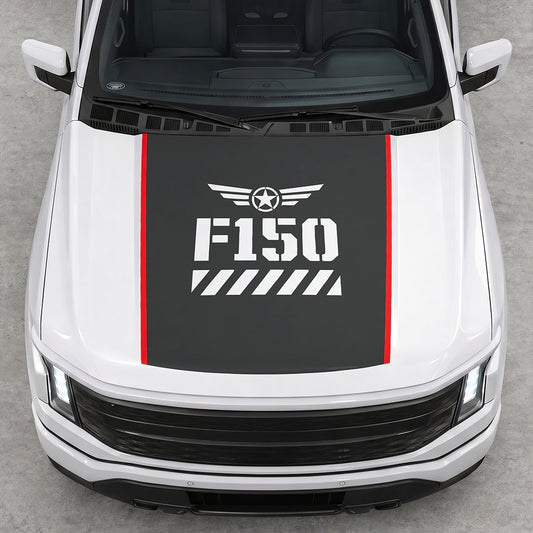 Hood Panel Decal/Sticker - Road Star Graphic Decal Graphic Kit - For Ford F-150 2015-2020 - Premium Vinyl