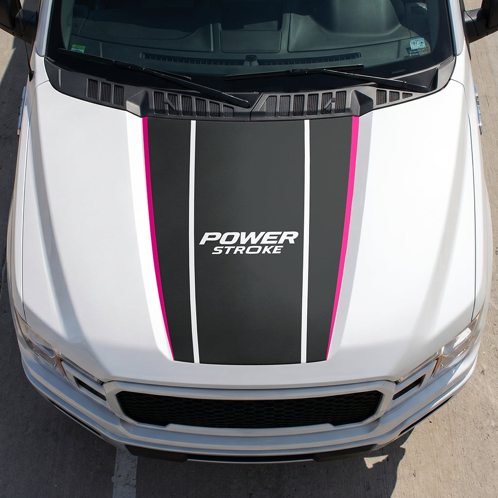 Hood Panel Decal/Sticker - Power Stroke Graphic Decal Graphic Kit - For Ford F-150 2015-2020 - Premium Vinyl