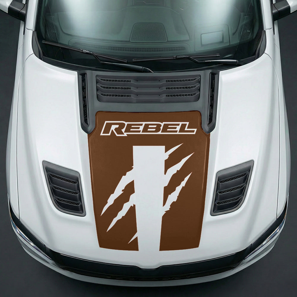 Hood Panel Decal/Sticker - Fierce REBEL Monster Slash Graphic Kit - For Dodge Ram 2019-2025 - Premium Vinyl