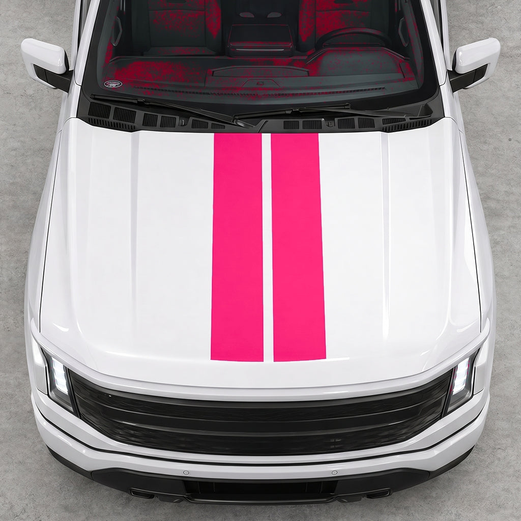 Hood Panel Decal/Sticker - Cut Double Stripes Graphic Decal Graphic Kit - For FORD F-150 2015-2020 - Premium Vinyl