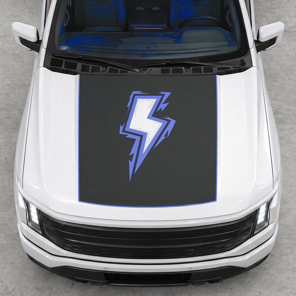 Hood Panel Decal/Sticker - Bordered Electric Graphic Decal Graphic Kit - For FORD F-150 2015-2020 - Premium Vinyl