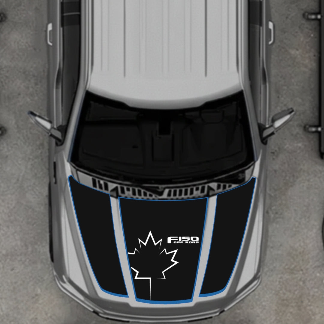 Hood Panel Decal/Sticker - Canada Style 2 - Cut - Border Graphic Kit - For Ford F-150 2020-2026 - Premium Vinyl