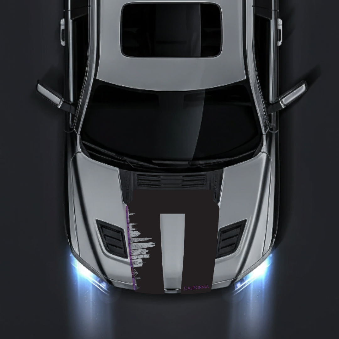 Hood Panel Decal/Sticker - California Skyline - Cut - Border Graphic Kit - For Dodge RAM 1500 2019-2025 - Premium Vinyl