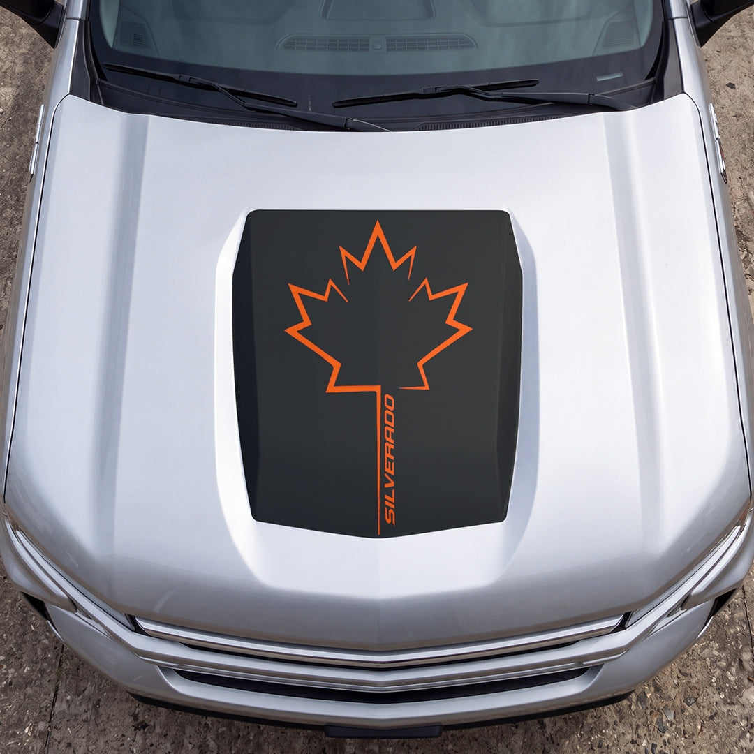 Hood Panel Decal/Sticker - Canada Maple Graphic Decal Graphic Kit - For Chevrolet Silverado 2019-2024 - Premium Vinyl