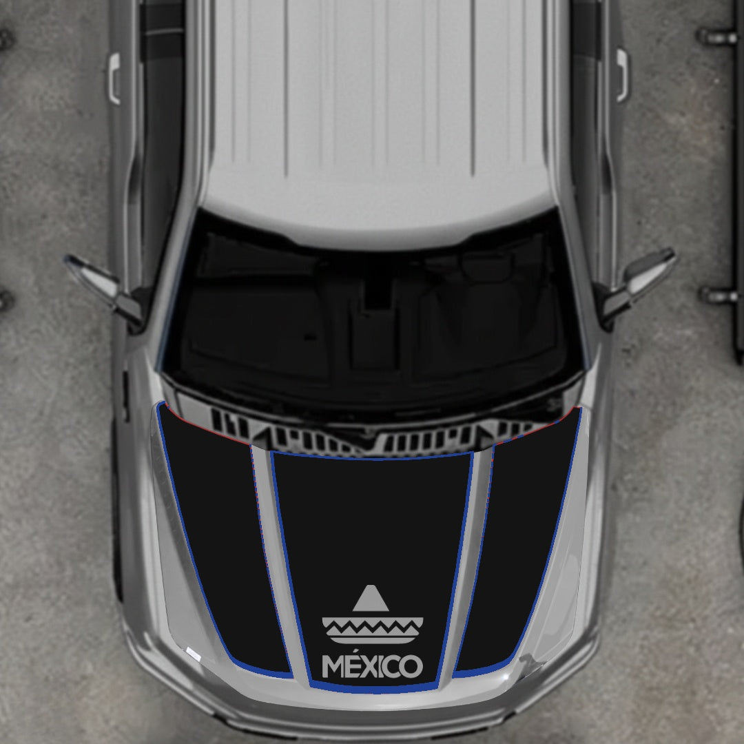 Hood Panel Decal/Sticker - Mexico - Cut - border Graphic Kit - For Ford F-150 2020-2026 - Premium Vinyl