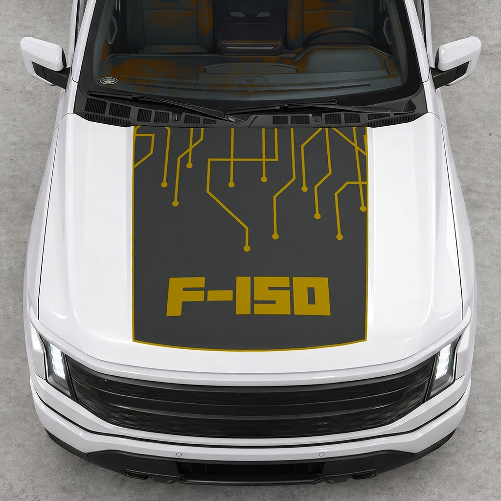 Hood Panel Decal/Sticker - F150 Electric Circuit Graphic Decal Graphic Kit - For FORD F-150 2015-2020 - Premium Vinyl