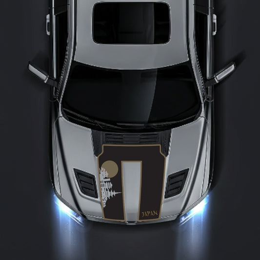 Performance Hood Panel Decal/Sticker - Japan Skyline - Cut - Border Graphic Kit - For Dodge RAM 1500 2019-2025 - Premium Vinyl