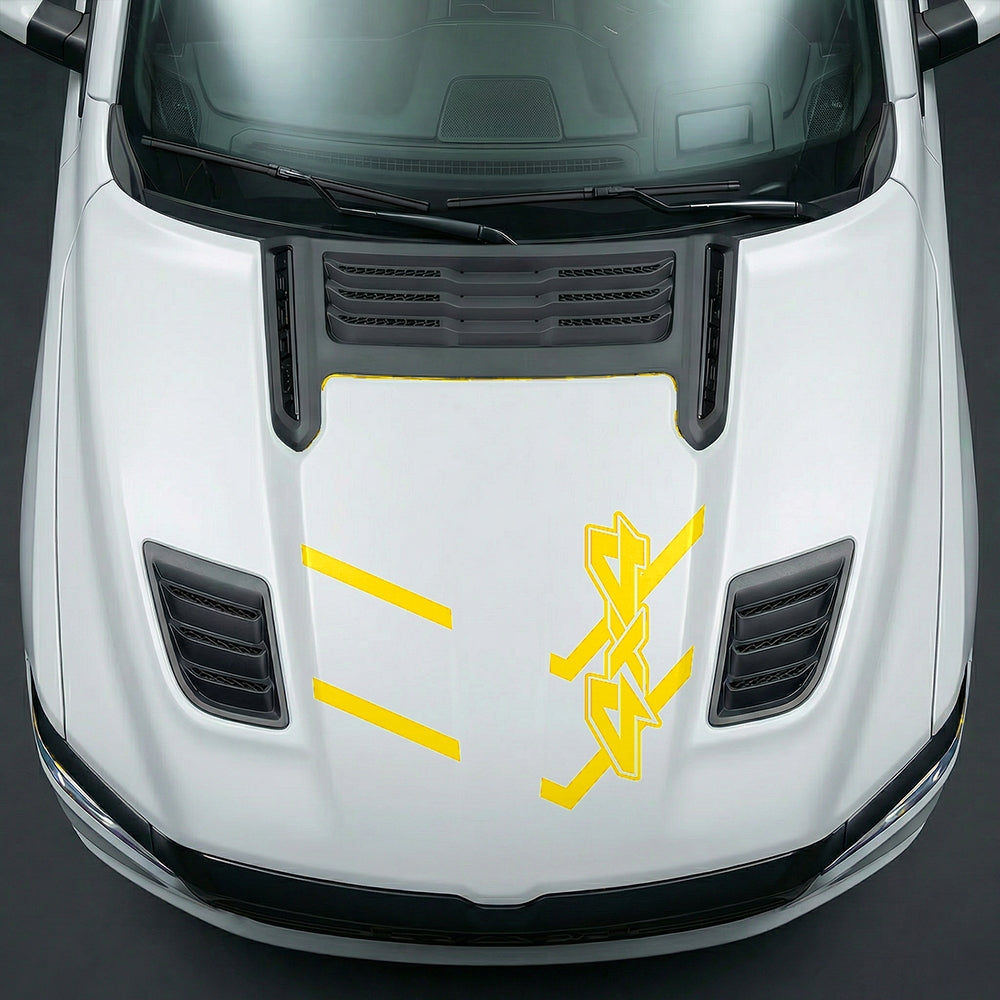 Hood Panel Decal/Sticker - Bold 4x4 Geometric Chevron - Cut Graphic Kit - For Dodge Ram 2019-2025 - Premium Vinyl