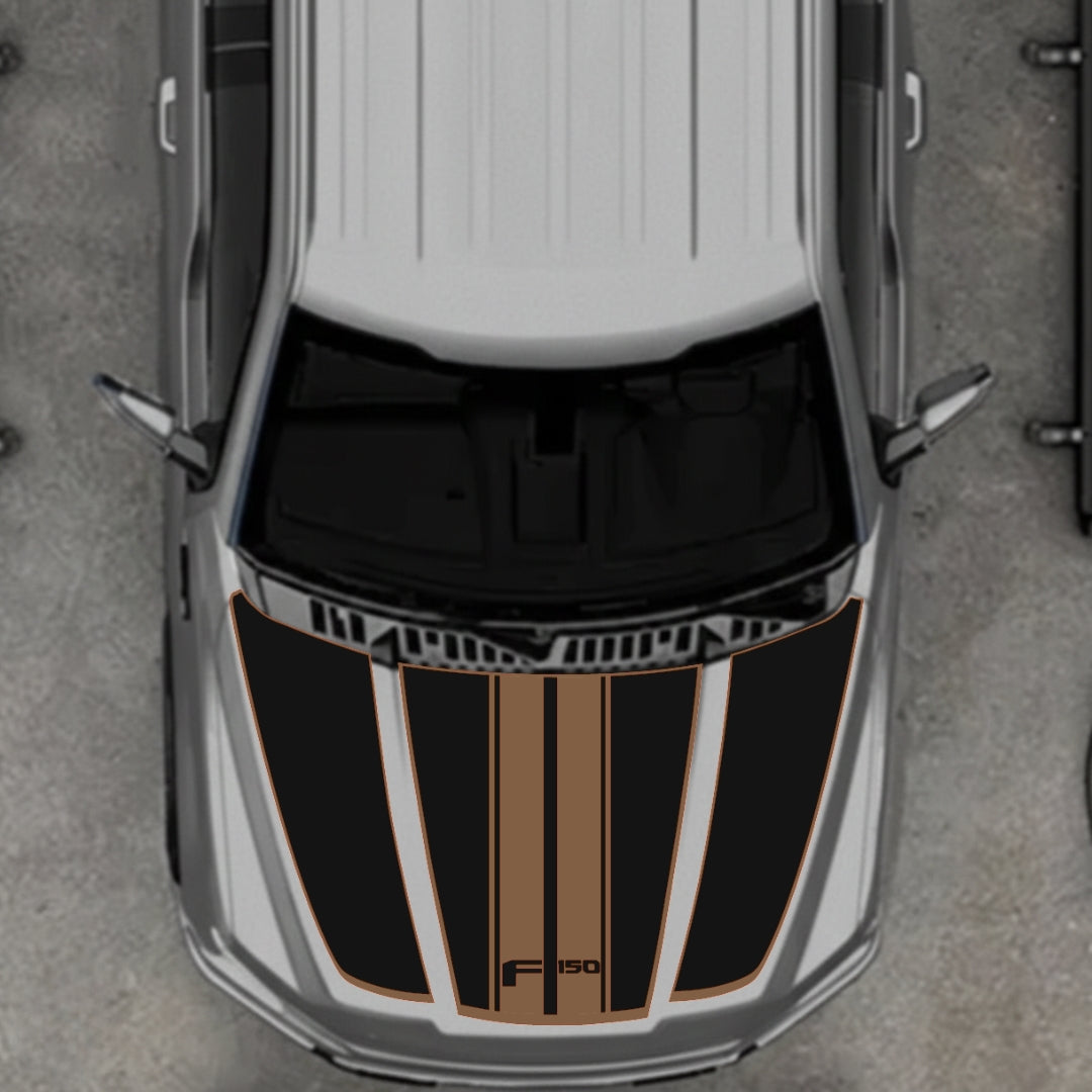 Hood Panel Decal/Sticker - Style 1 - Border Graphic Kit - For Ford F-150 2020-2026 - Premium Vinyl