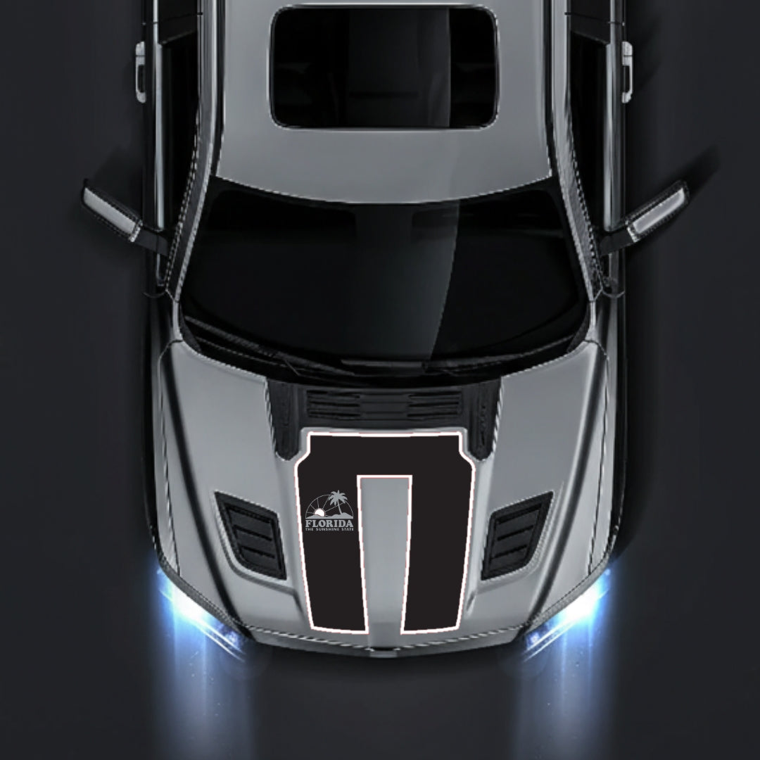 Hood Panel Decal/Sticker - Florida - Cut - Border Graphic Kit - For Dodge RAM 1500 2019-2025 - Premium Vinyl