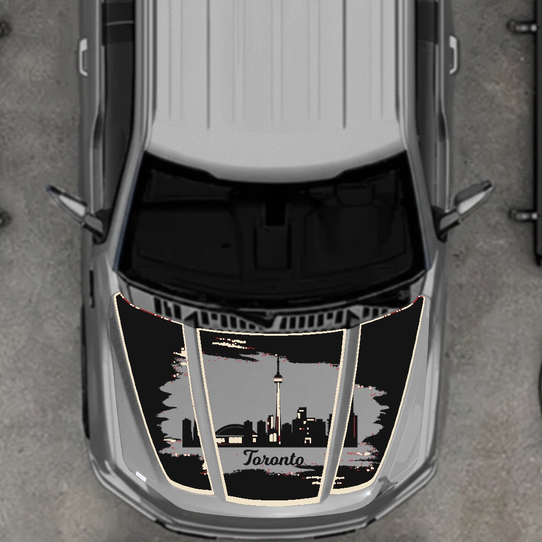 Hood Panel Decal/Sticker - Toronto - Cut - Border Graphic Kit - For Ford F-150 2020-2026 - Premium Vinyl