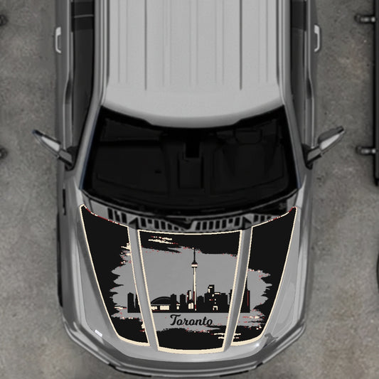 Hood Panel Decal/Sticker - Toronto - Cut - Border Graphic Kit - For Ford F-150 2020-2026 - Premium Vinyl