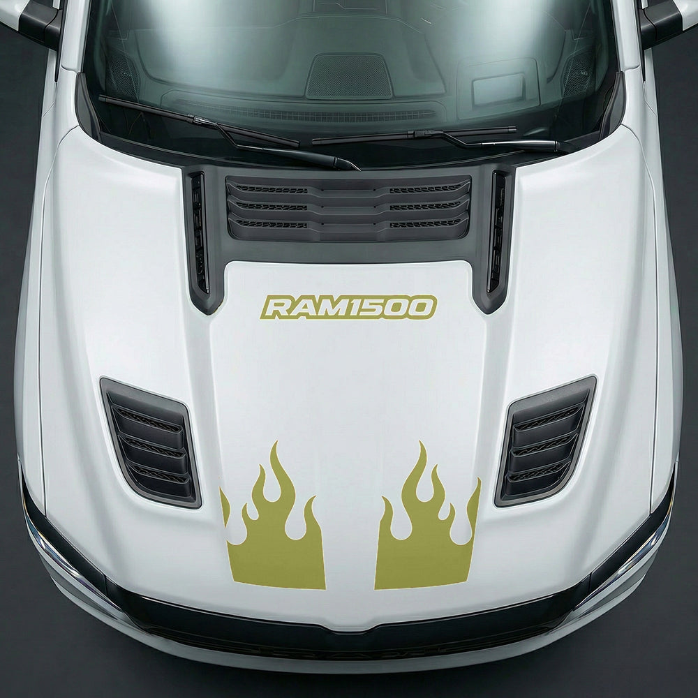 Hood Panel Decal/Sticker - RAM 1500 Flaming U-Shape - Cut Graphic Kit - For Dodge Ram 2019-2025 - Premium Vinyl