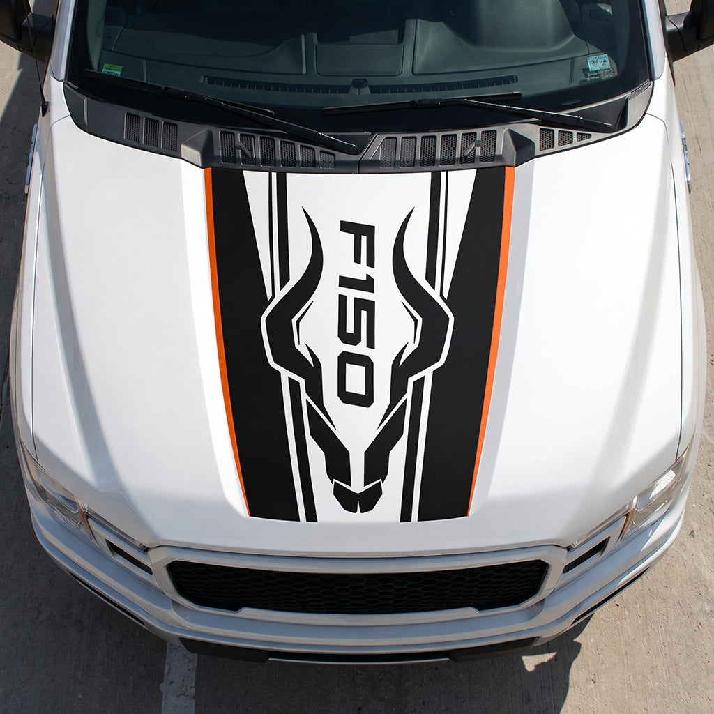 Hood Panel Decal/Sticker - Horns Graphic Decal Graphic Kit - For Ford F-150 2015-2020 - Premium Vinyl