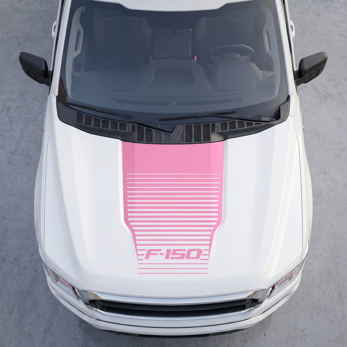 Hood Panel Decal/Sticker - Speedline Fade Hood Decal Wrap – Solid Center Shield with Horizontal Louver Stripe Grille Graphic Kit - For Ford F-150 F150 2015-2020 - Premium Vinyl