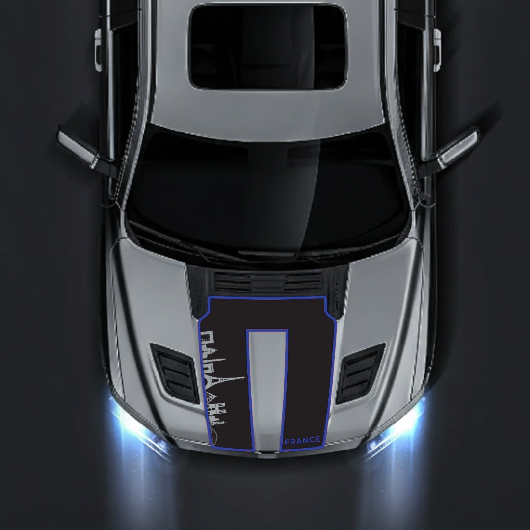 Hood Panel Decal/Sticker - France Skyline - Cut - Border Graphic Kit - For Dodge RAM 1500 2019-2025 - Premium Vinyl