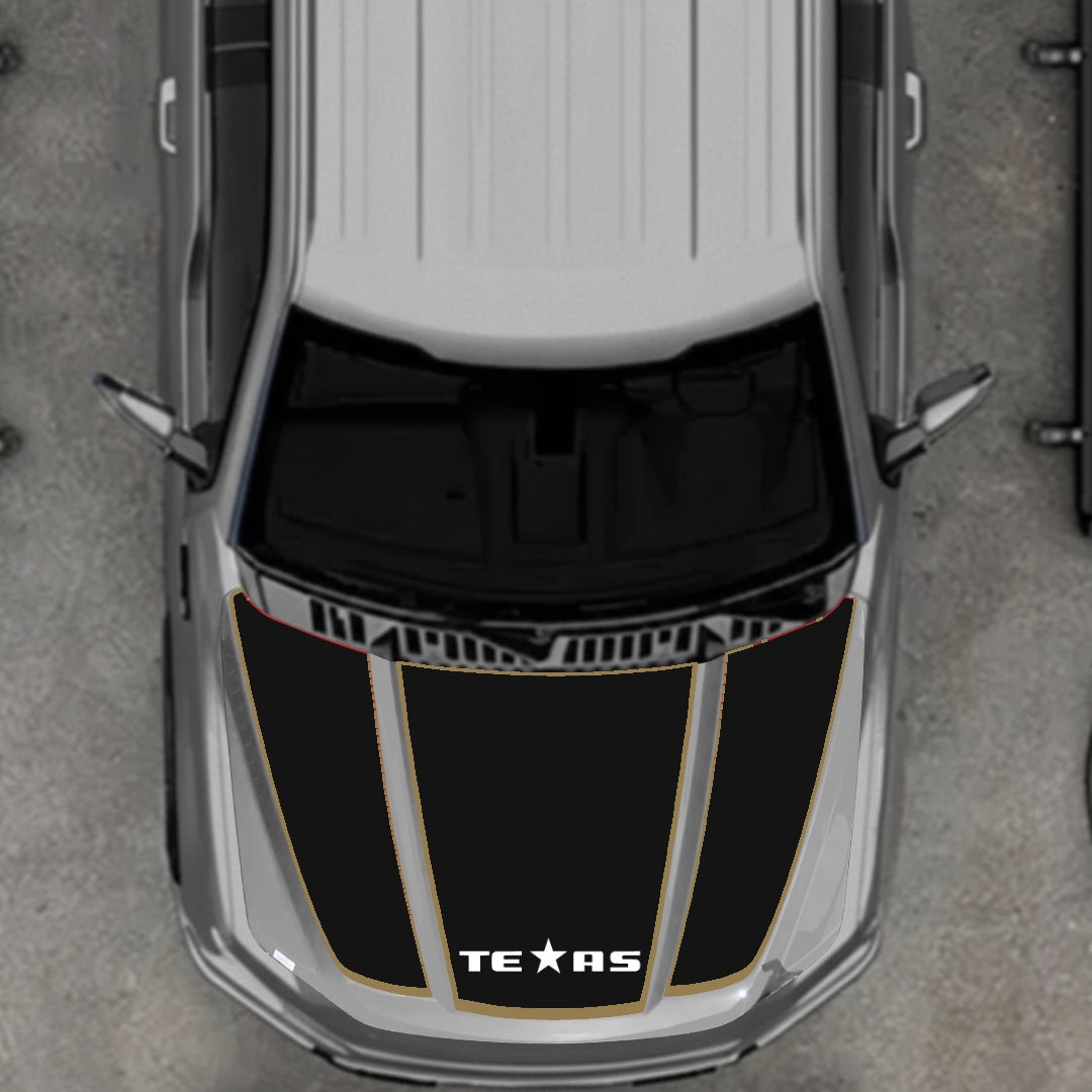 Hood Panel Decal/Sticker - Texas - Cut - Border Graphic Kit - For Ford F-150 2020-2026 - Premium Vinyl